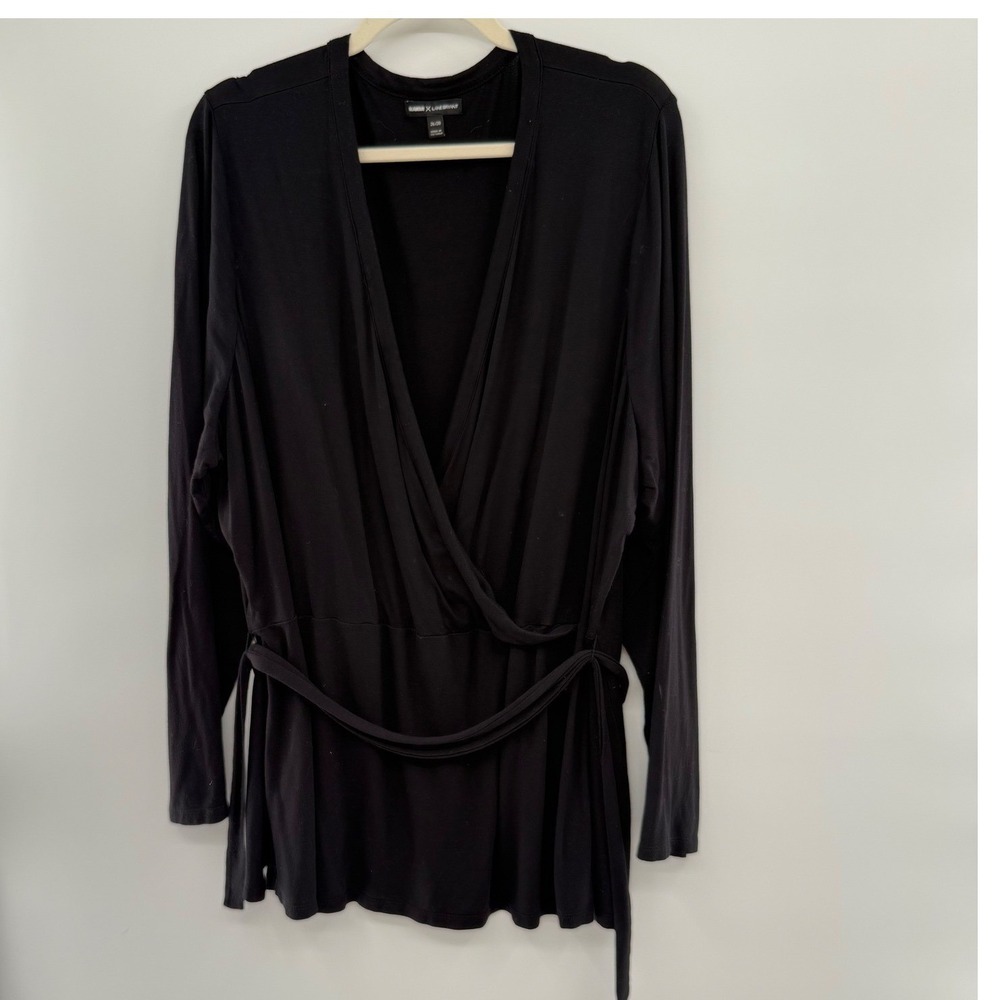 Glamour x Lane Bryant Wrap Top Black‎ Long Sleeve 26/28 Plus